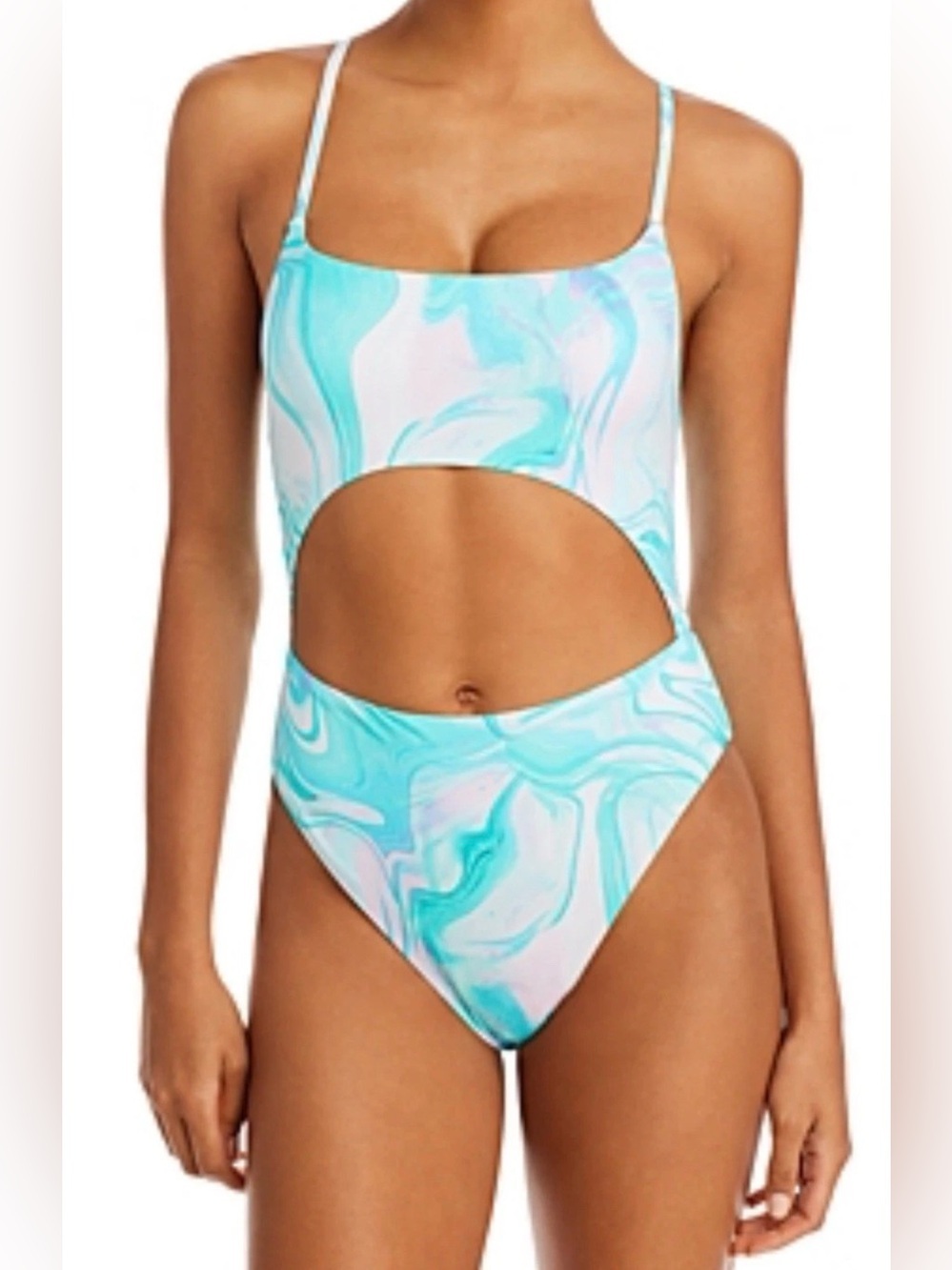 Aqua Swim Swirl Print Cutout One-Piece Swimsuit